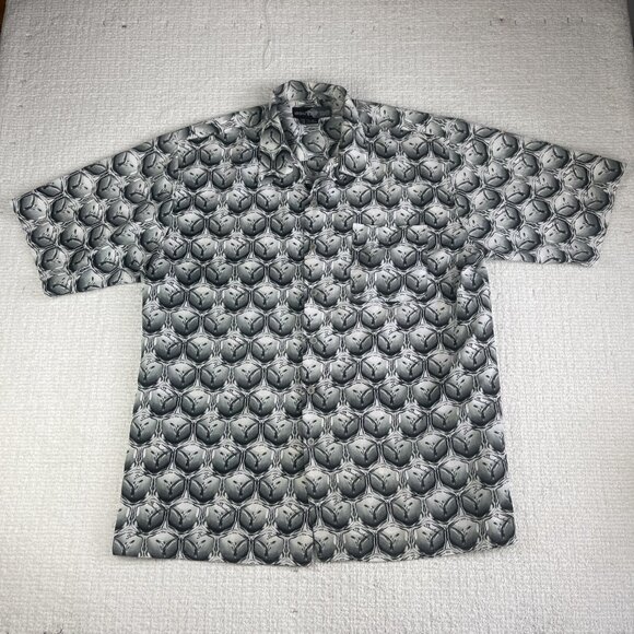 Vintage Southpole Short Sleeve Button Shirt Men's L y2k Psychedelic's AOP (READ) - Picture 1 of 16
